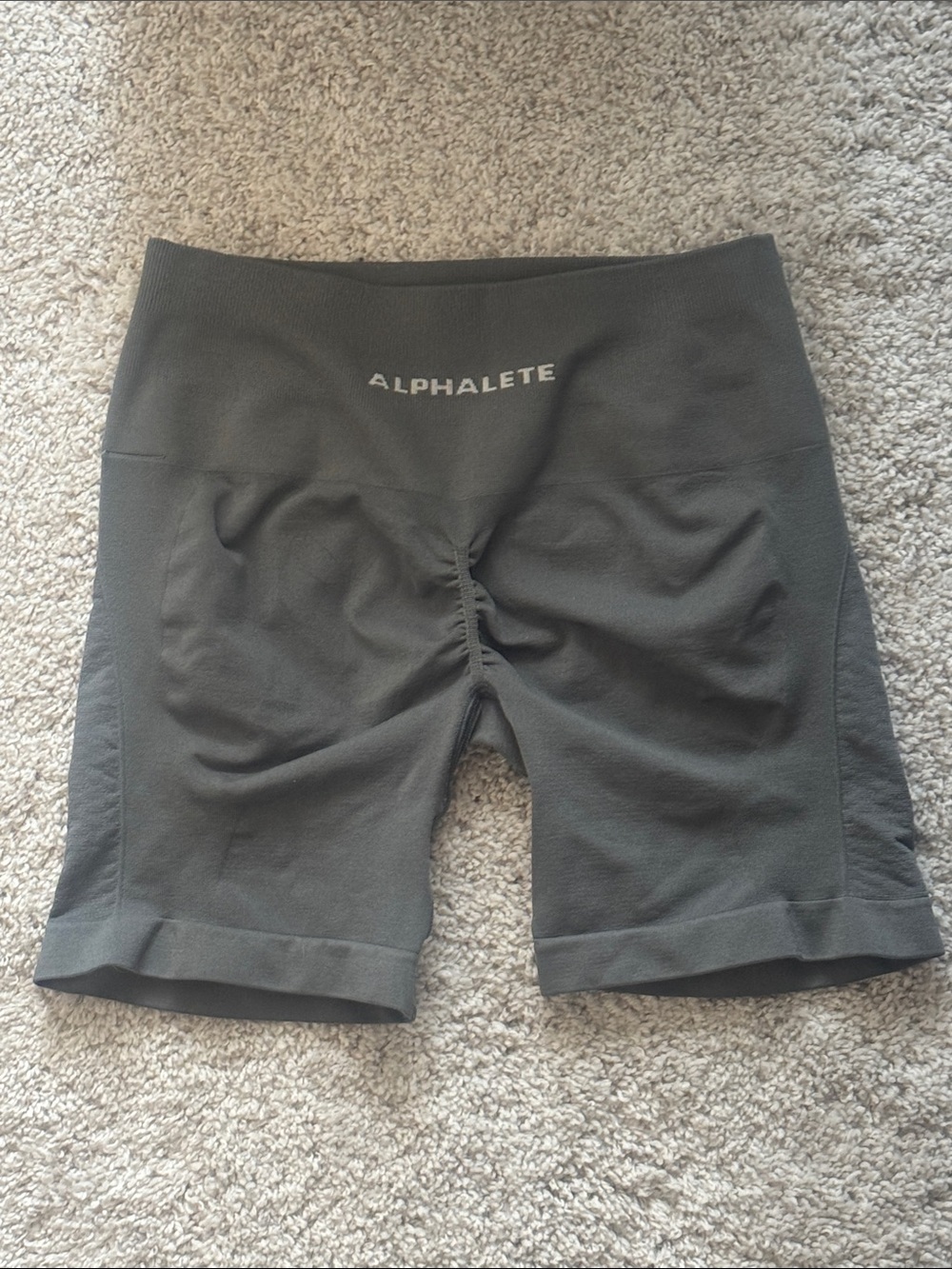 Alphalete Charcoal Gray Scrunch Seam Biker Shorts